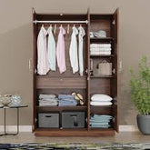 Trueliving 3 cabinet Open Brown wardrobe in Laminates Finish with Drawers (1524MM X 609MM X 2438.4MM)